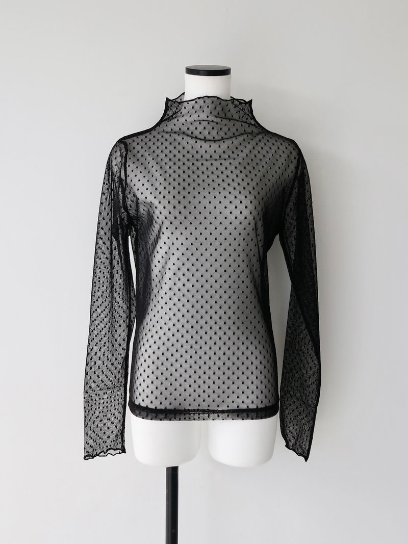 pin dot see through long tee