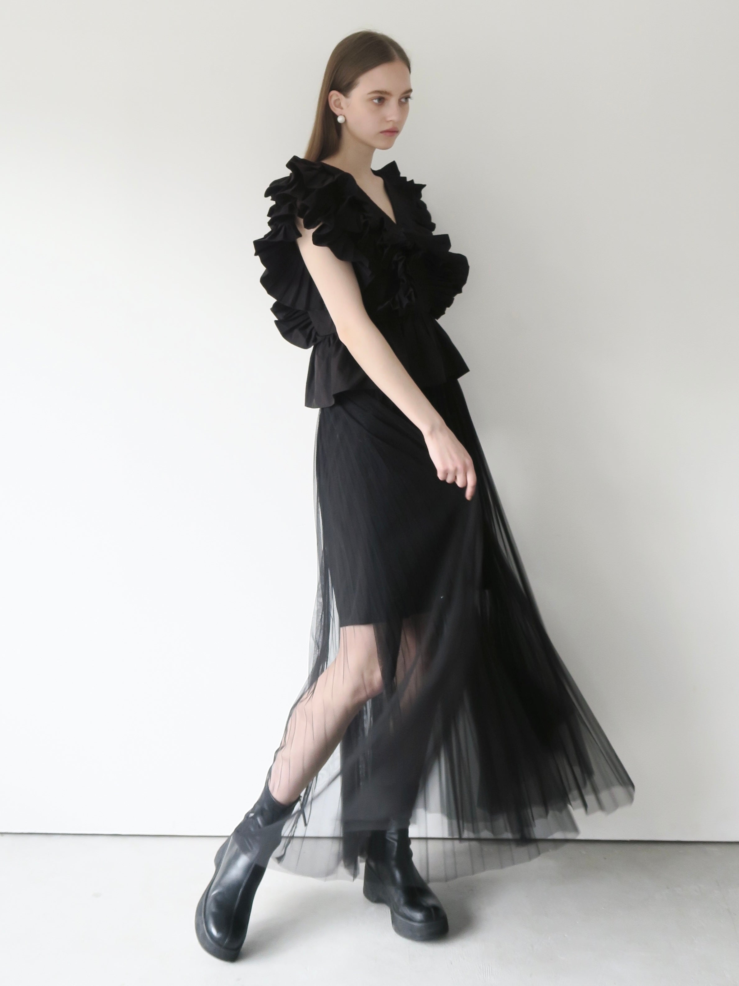 トップス RIELLE RICHE Frill Tops(Black) Frill Tops(Black) - RIELLE RICHE