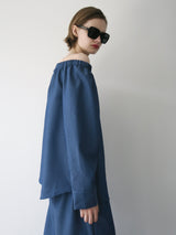 denim like drawstring off shoulder