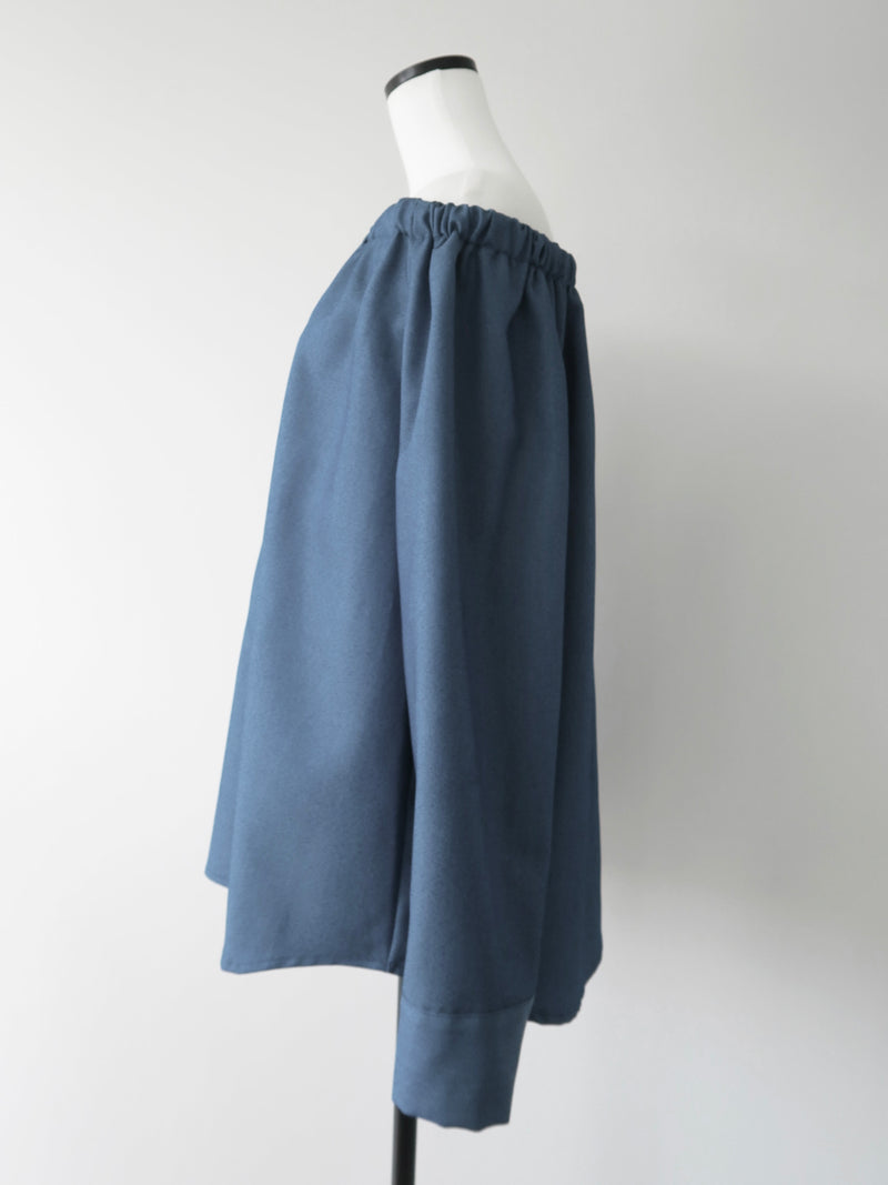 denim like drawstring off shoulder