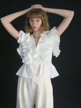 予約【4/30(火) 正午12時 再販売】 RAFFLE FRILL TOPS (IVORY)