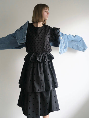 VOLUME UP FLARE SKIRT(DOT) – AMOMMA 