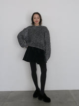 GLITTER ROUND NECK KNIT (GREY)