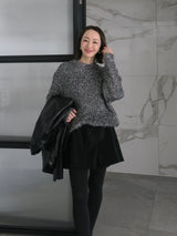 GLITTER ROUND NECK KNIT (GREY)