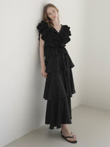 SATIN RAFFLE FRILL TOPS