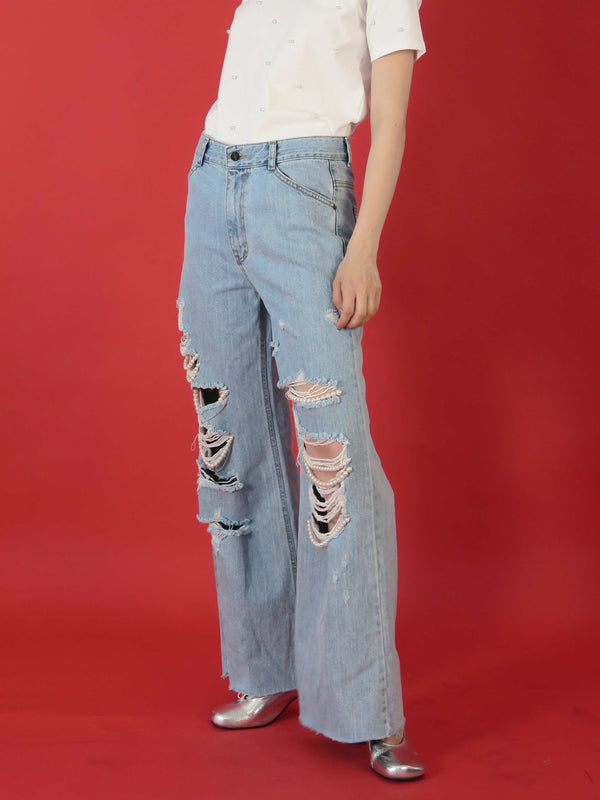 PEARL CLASH DENIM PANTS