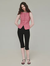 SIDE SLIT STRETCH CAPRI PANTS