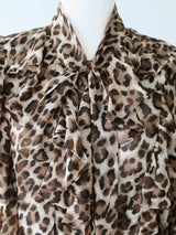 leopard ribbon sheer shirts