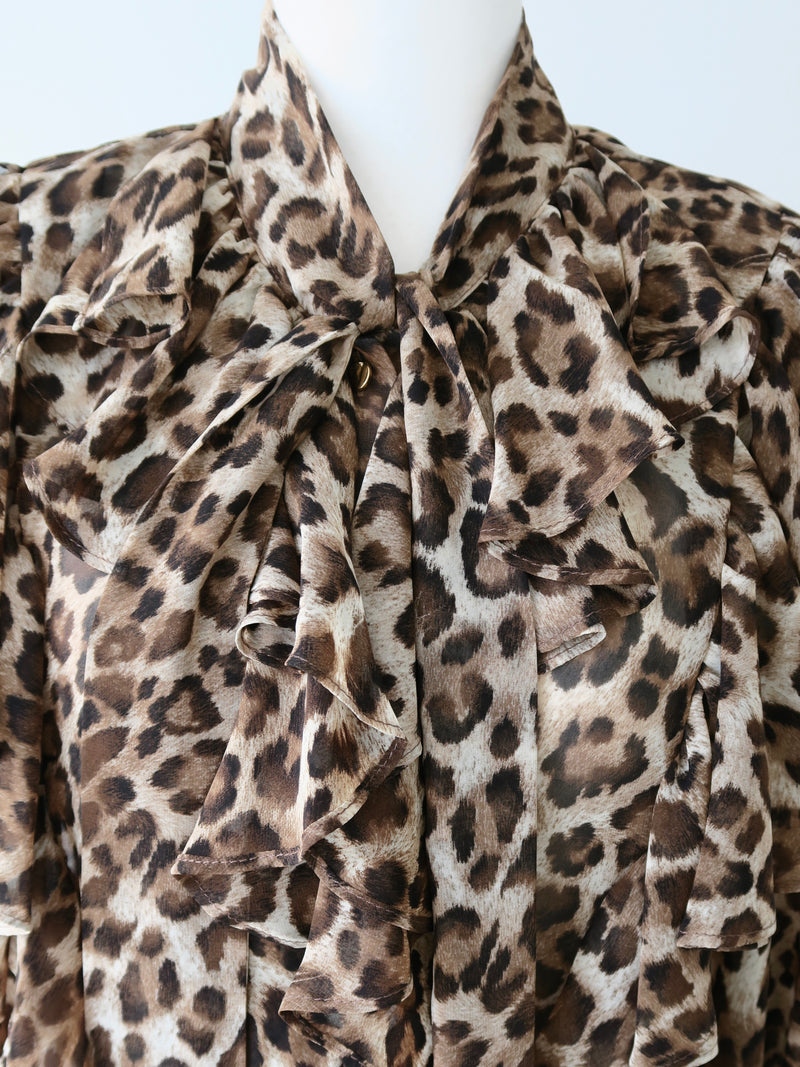 leopard ribbon sheer shirts