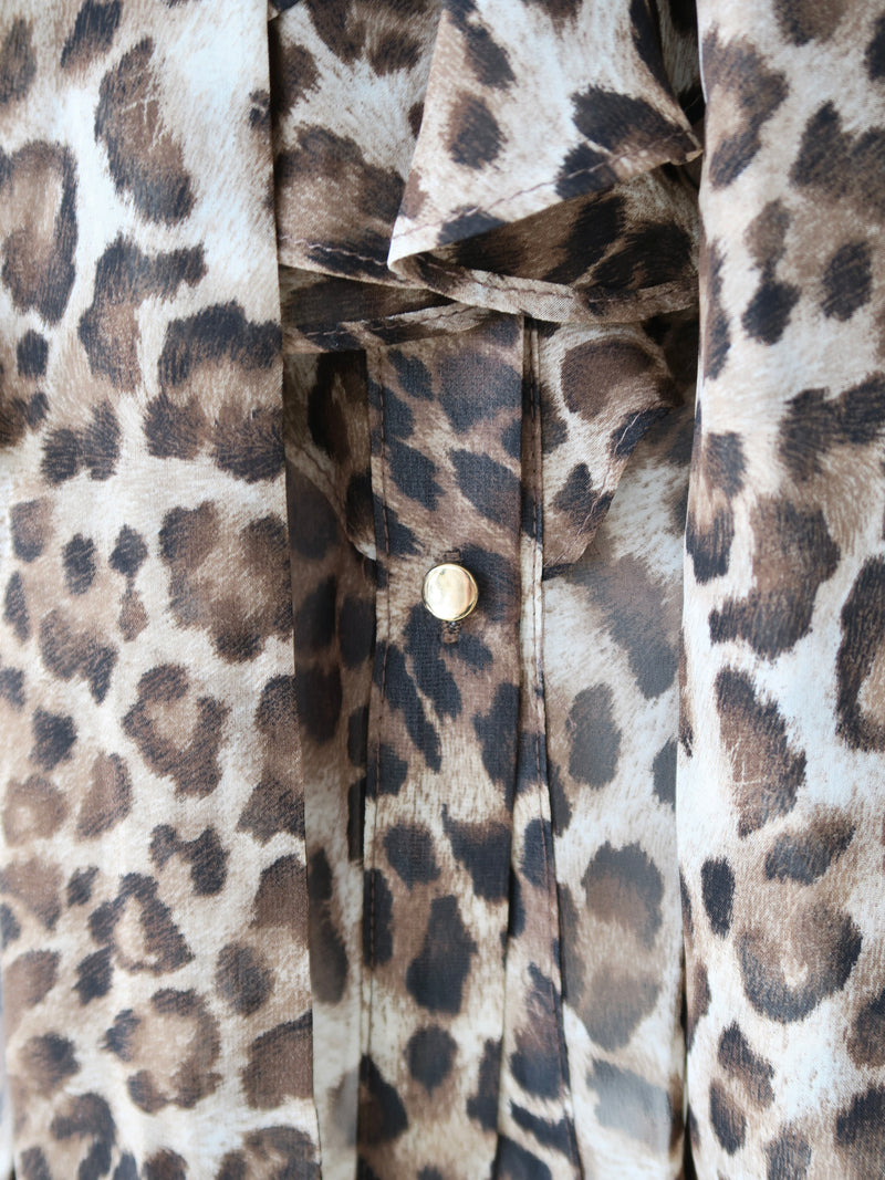 leopard ribbon sheer shirts