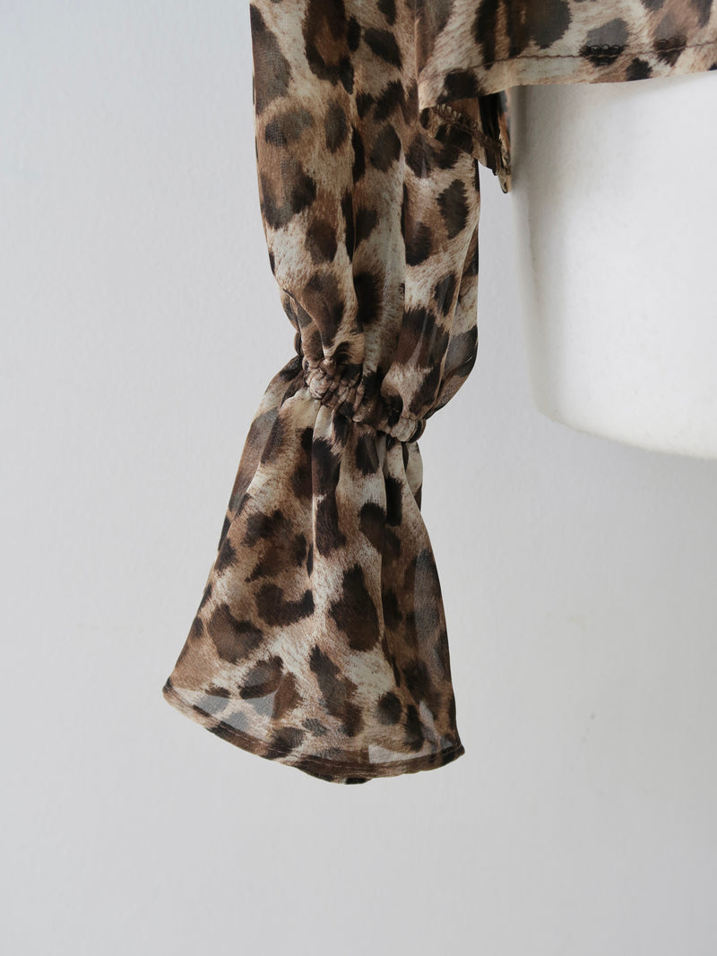 leopard ribbon sheer shirts