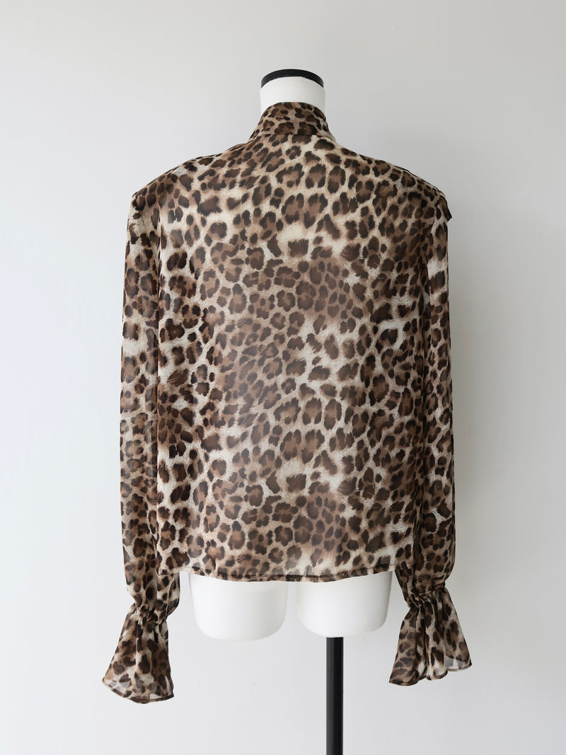 leopard ribbon sheer shirts
