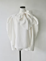 puff shoulder ribbon blouse