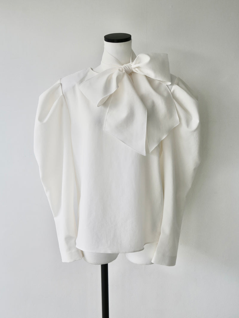 puff shoulder ribbon blouse