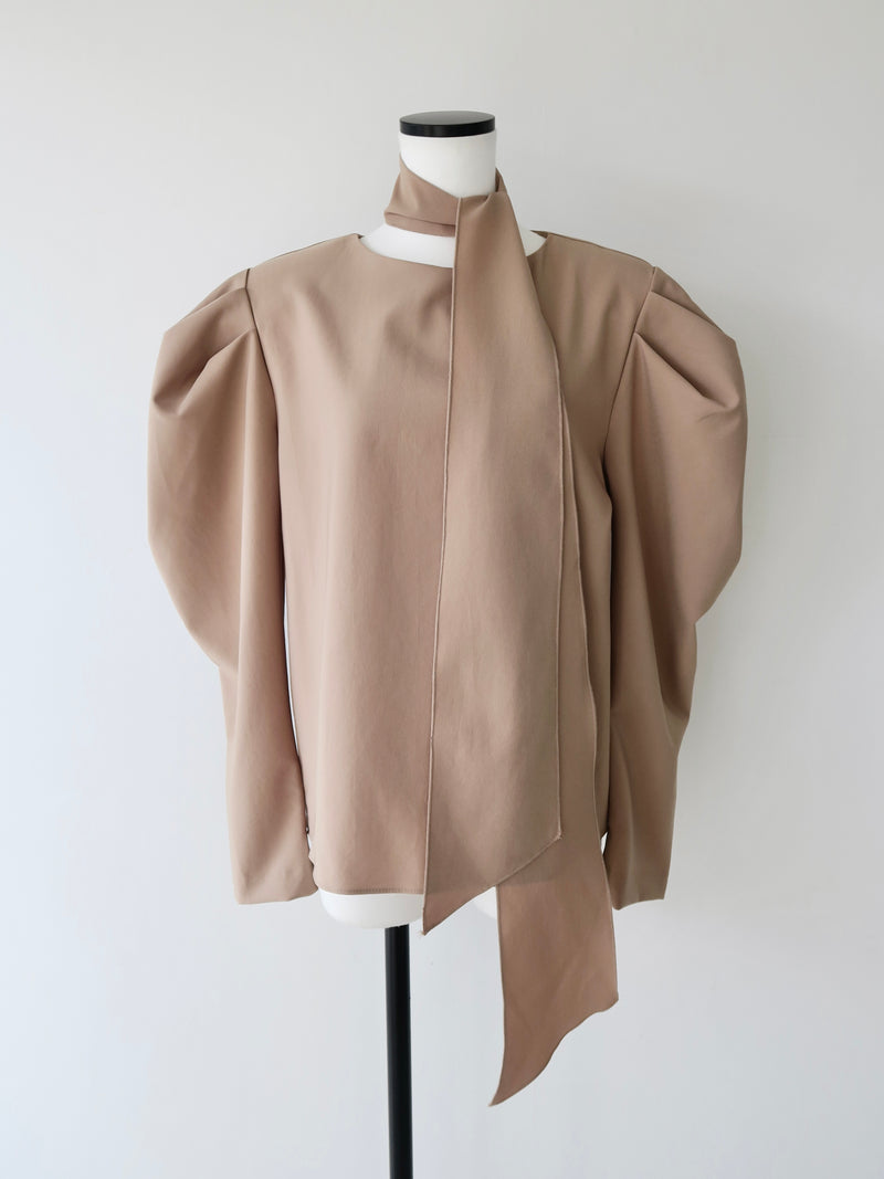 puff shoulder ribbon blouse