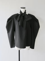 puff shoulder ribbon blouse