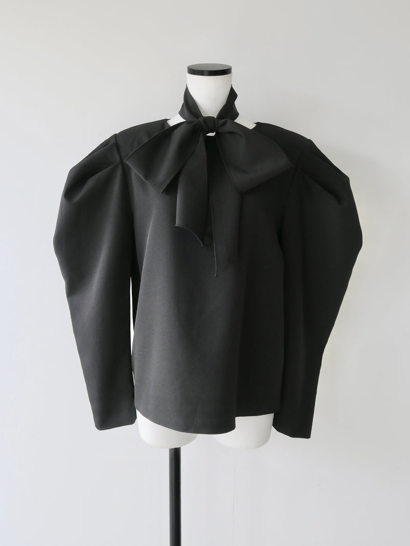 puff shoulder ribbon blouse