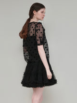 SHEER PUFF SHOULDER DOT BLOUSE