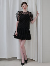 SHEER PUFF SHOULDER DOT BLOUSE