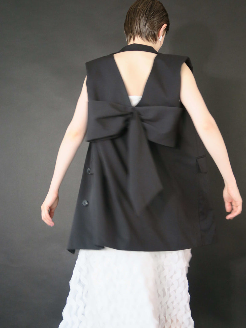 【阪急うめだ本店 POP UP】BACK RIBBON GILET (BLACK)