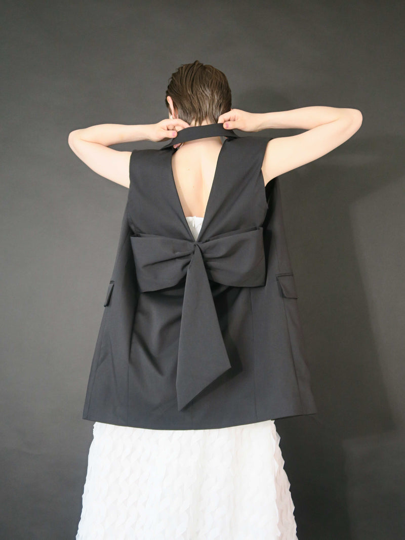 【阪急うめだ本店 POP UP】BACK RIBBON GILET (BLACK)