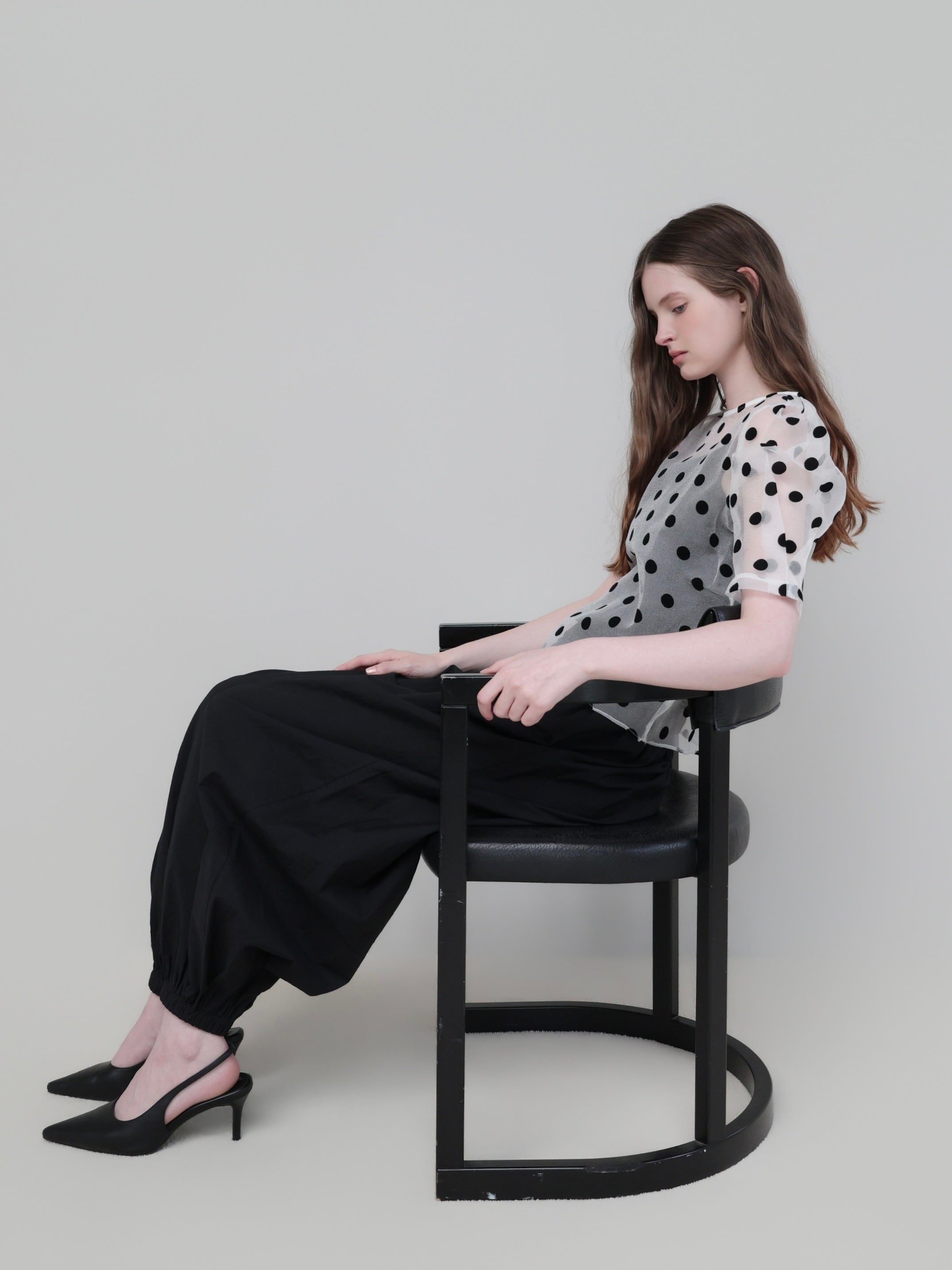 SHEER PUFF SHOULDER DOT BLOUSE – AMOMMA