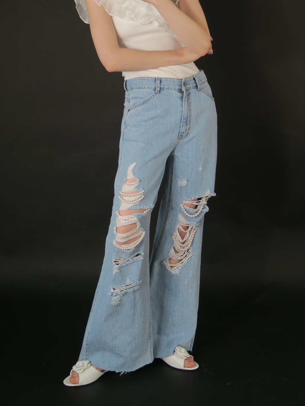 PEARL CLASH DENIM PANTS