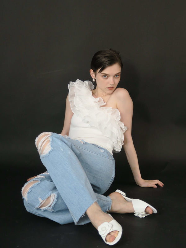 サンプルセール / FRILL ONE SHOULDER TOPS (IVORY)