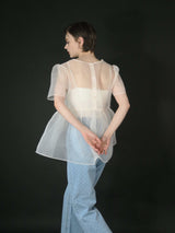 サンプルセール /  SHEER PUFF SLEEVE BLOUSE(BLACK)