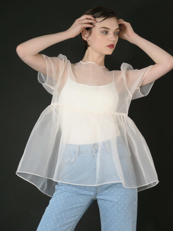 サンプルセール /  SHEER PUFF SLEEVE BLOUSE