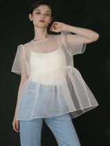 サンプルセール /  SHEER PUFF SLEEVE BLOUSE(BLACK)