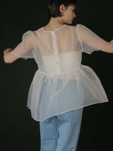 サンプルセール /  SHEER PUFF SLEEVE BLOUSE(BLACK)