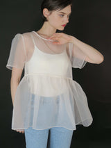 サンプルセール /  SHEER PUFF SLEEVE BLOUSE(BLACK)