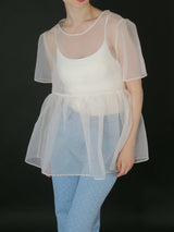 サンプルセール /  SHEER PUFF SLEEVE BLOUSE(BLACK)