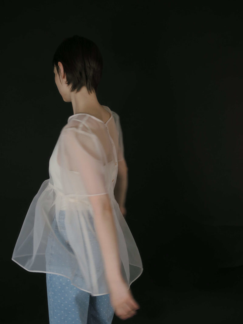 サンプルセール /  SHEER PUFF SLEEVE BLOUSE(BLACK)