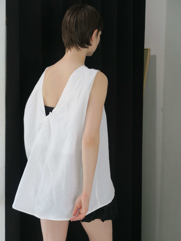 LINEN TWIST BACK NO SLEEVE TOPS