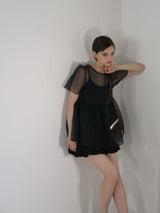 サンプルセール /  SHEER PUFF SLEEVE BLOUSE(BLACK)