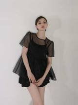 サンプルセール /  SHEER PUFF SLEEVE BLOUSE(BLACK)