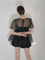 サンプルセール /  SHEER PUFF SLEEVE BLOUSE(BLACK)