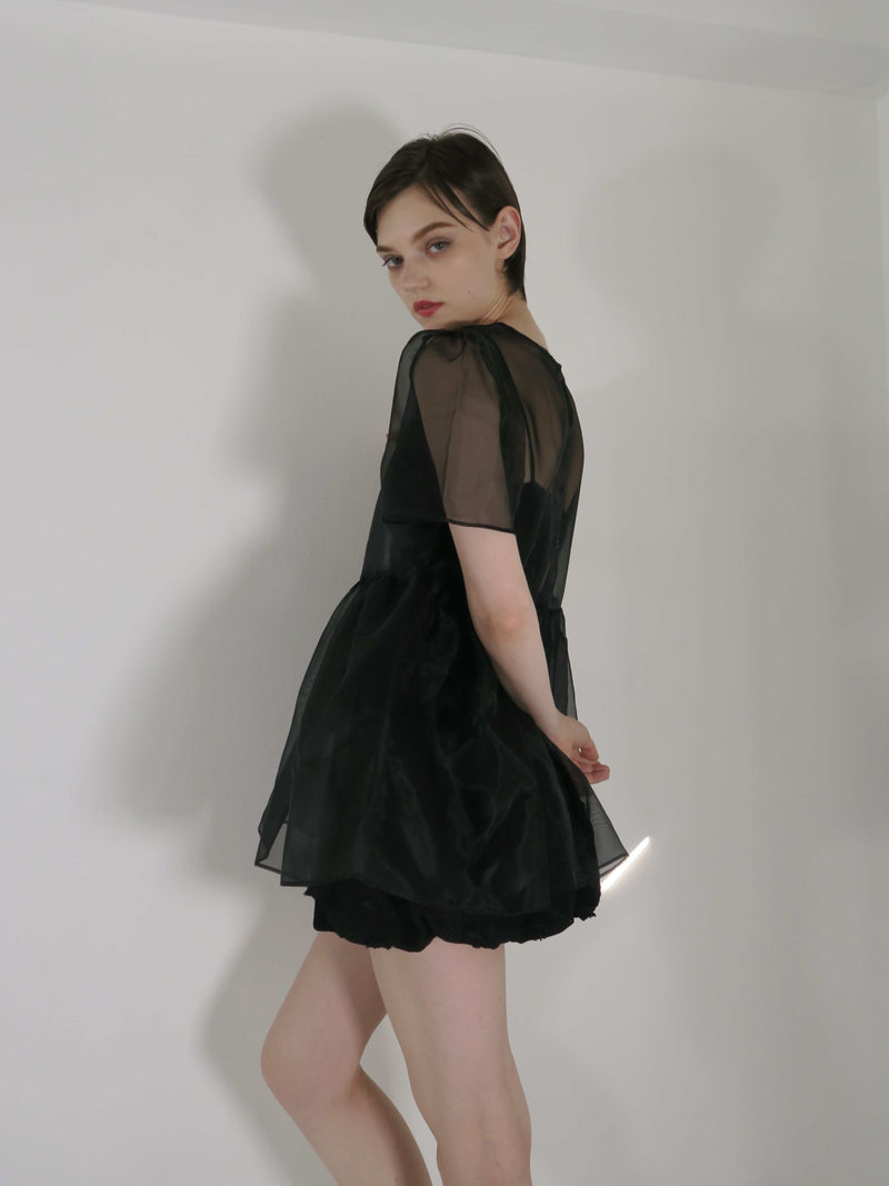 サンプルセール /  SHEER PUFF SLEEVE BLOUSE(BLACK)