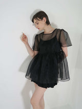 サンプルセール /  SHEER PUFF SLEEVE BLOUSE(BLACK)