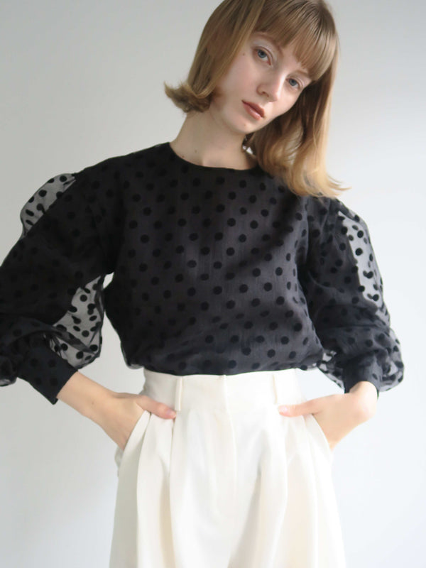 3月27日(水)12時再販売】AMERI LONG SLEEVE DOT TULLE TOPS（長袖