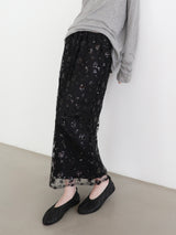 SPARKLING SHEER FLOWER SKIRT