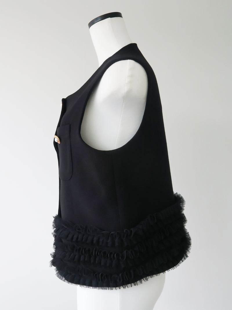 pearl pocket frill vest