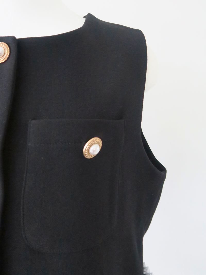 pearl pocket frill vest