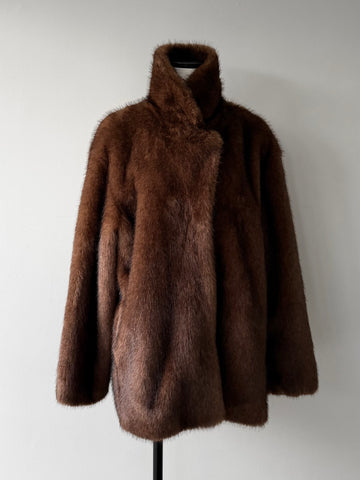 Mink Like Fur Poncho ブラウンファーショートコート MINK LIKE FUR JACKET COAT – AMOMMA