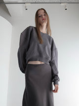 puff sleeve sweat - 起毛なし -