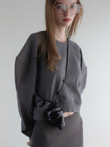 puff sleeve sweat - 起毛なし -