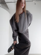 puff sleeve sweat - 起毛なし -