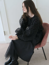 AMERI LONG SLEEVE DOT TULLE TOPS（長袖）